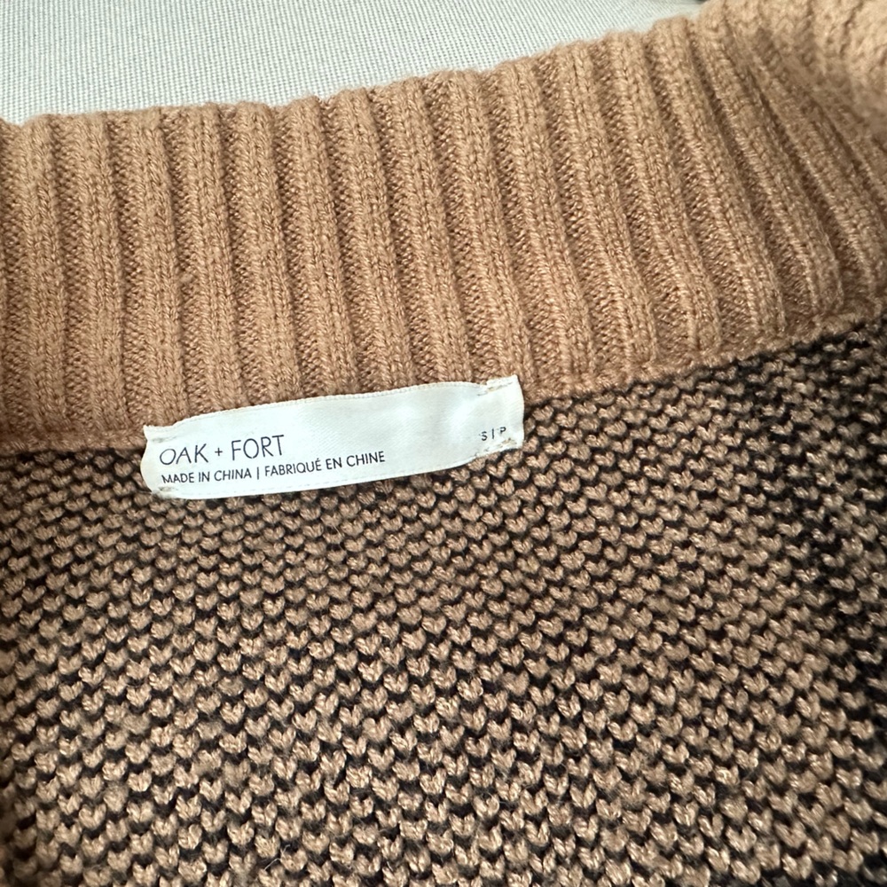 OAK + FORT Tan and Brown Textured Knit Sweater - Picture 2 of 2